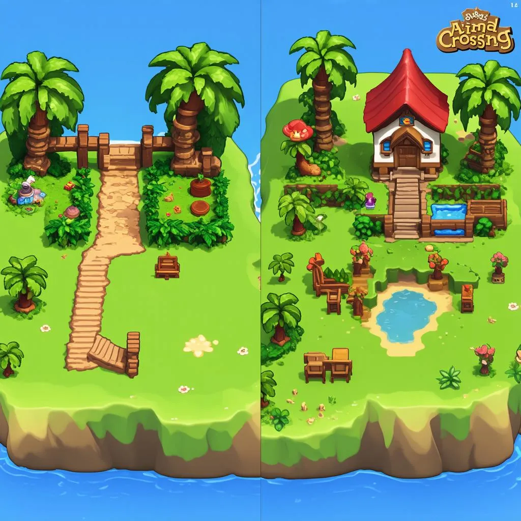 Animal Crossing Island Makeover Before and After