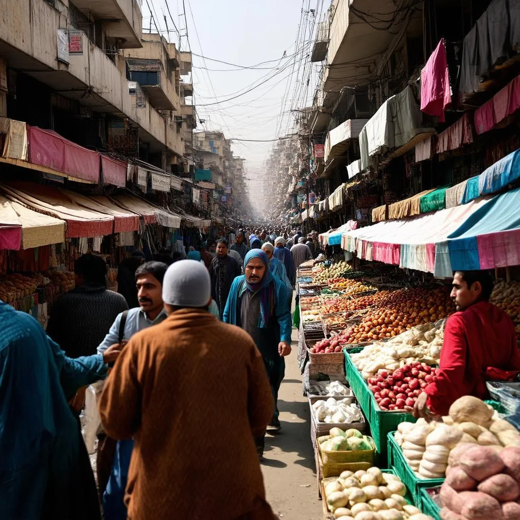 Busy street market in Kabul.