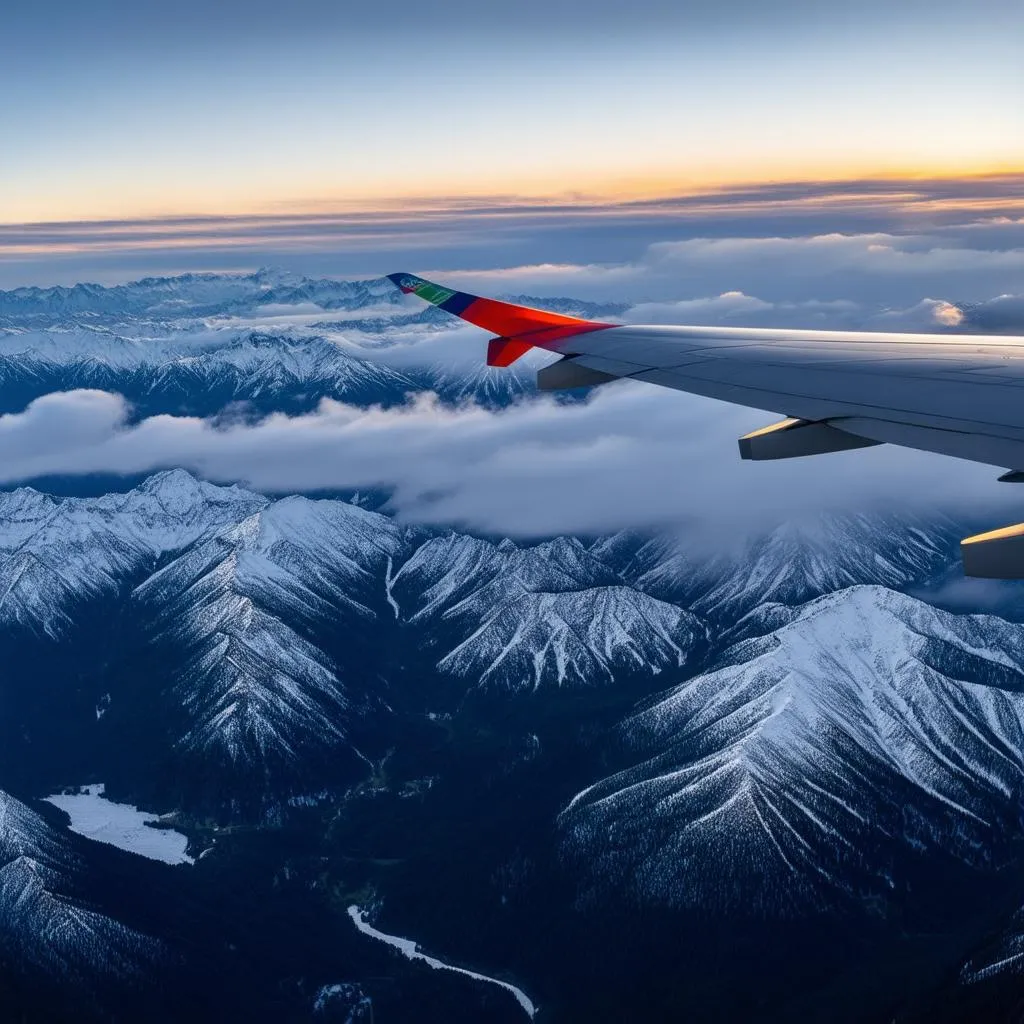 Airplane Flying Over Mountains