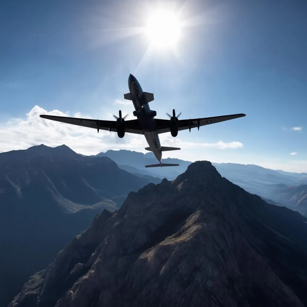 Airplane Flying Over Mountains