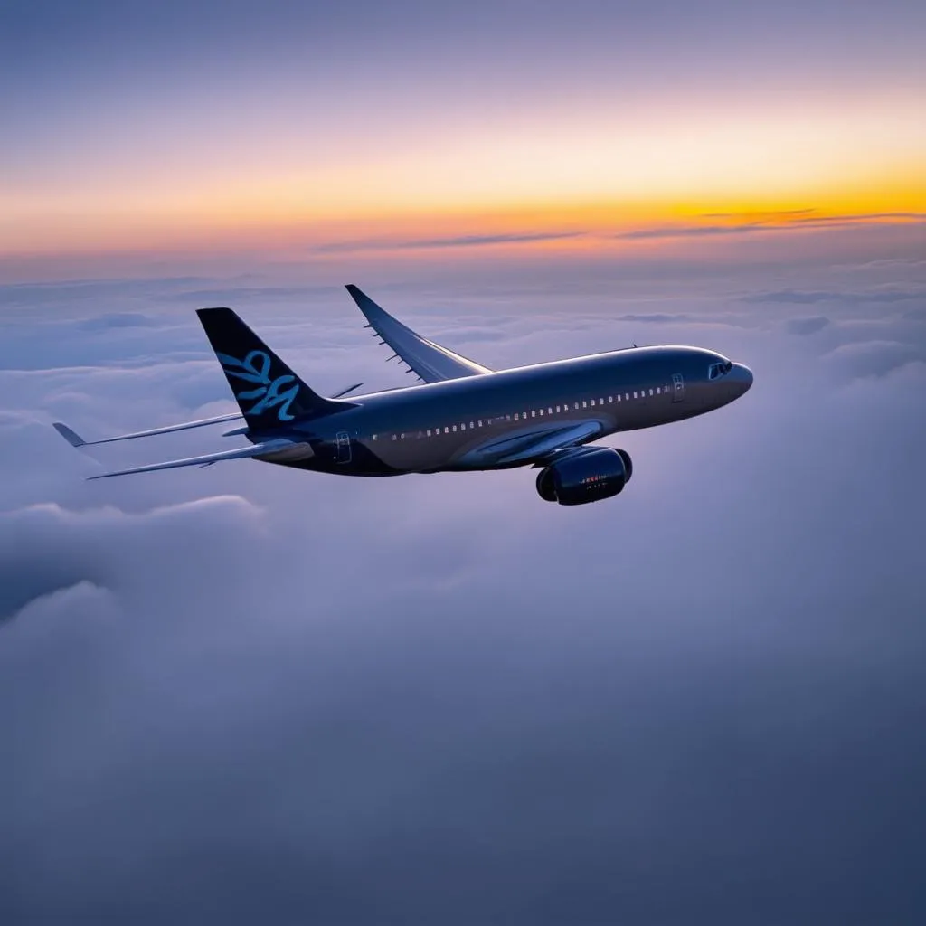 Airplane Soaring Through the Clouds