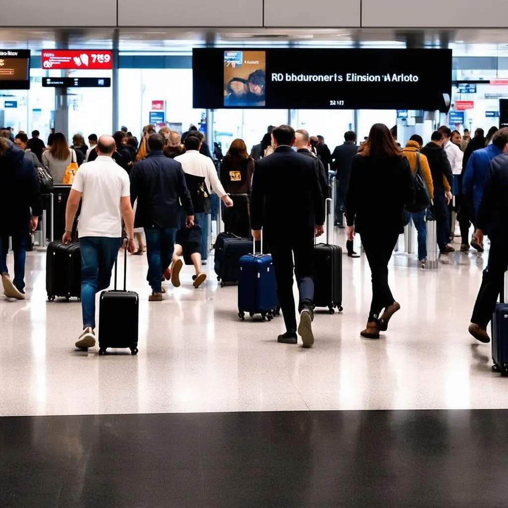 crowded airport terminal