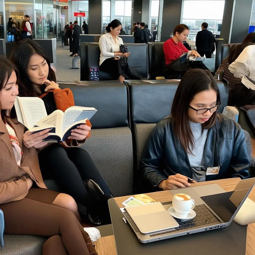 Travelers in an Airport Lounge