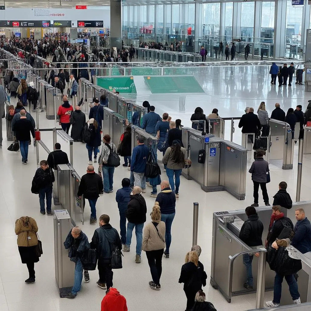 Long Airport Security Line 