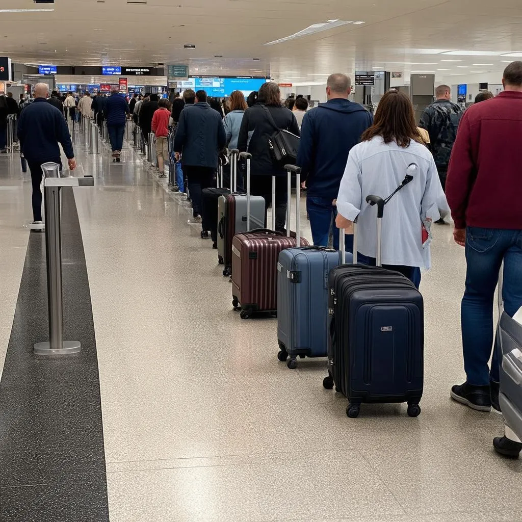 Long airport security line