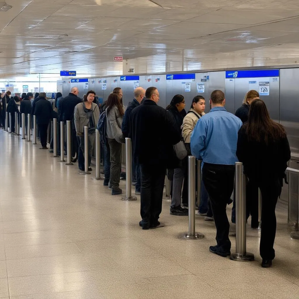 Long airport security line