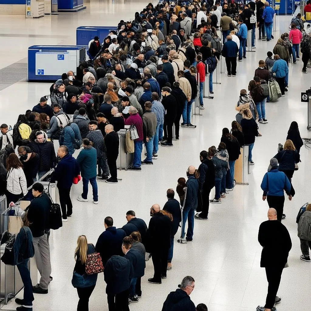 Long airport security line