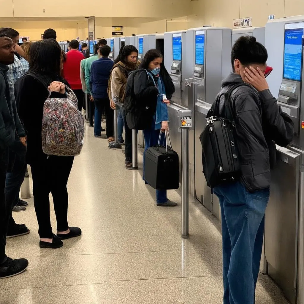 Long security line at the airport