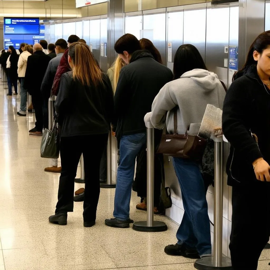 Long airport security line