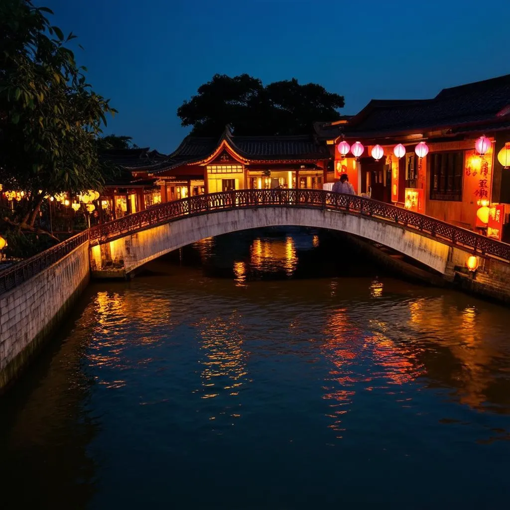 Japanese Bridge in Hoi An at night