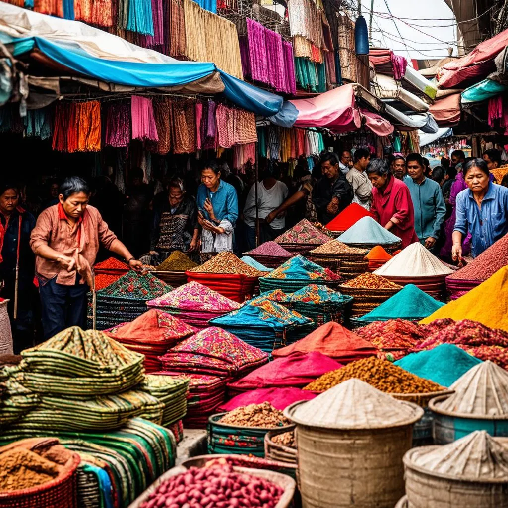 Bustling market in the east