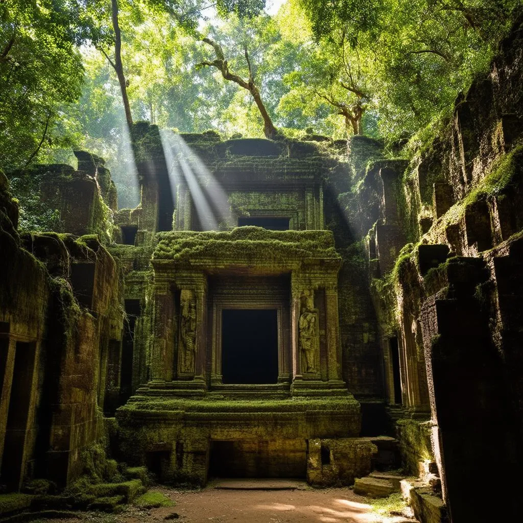 ancient ruins in a jungle