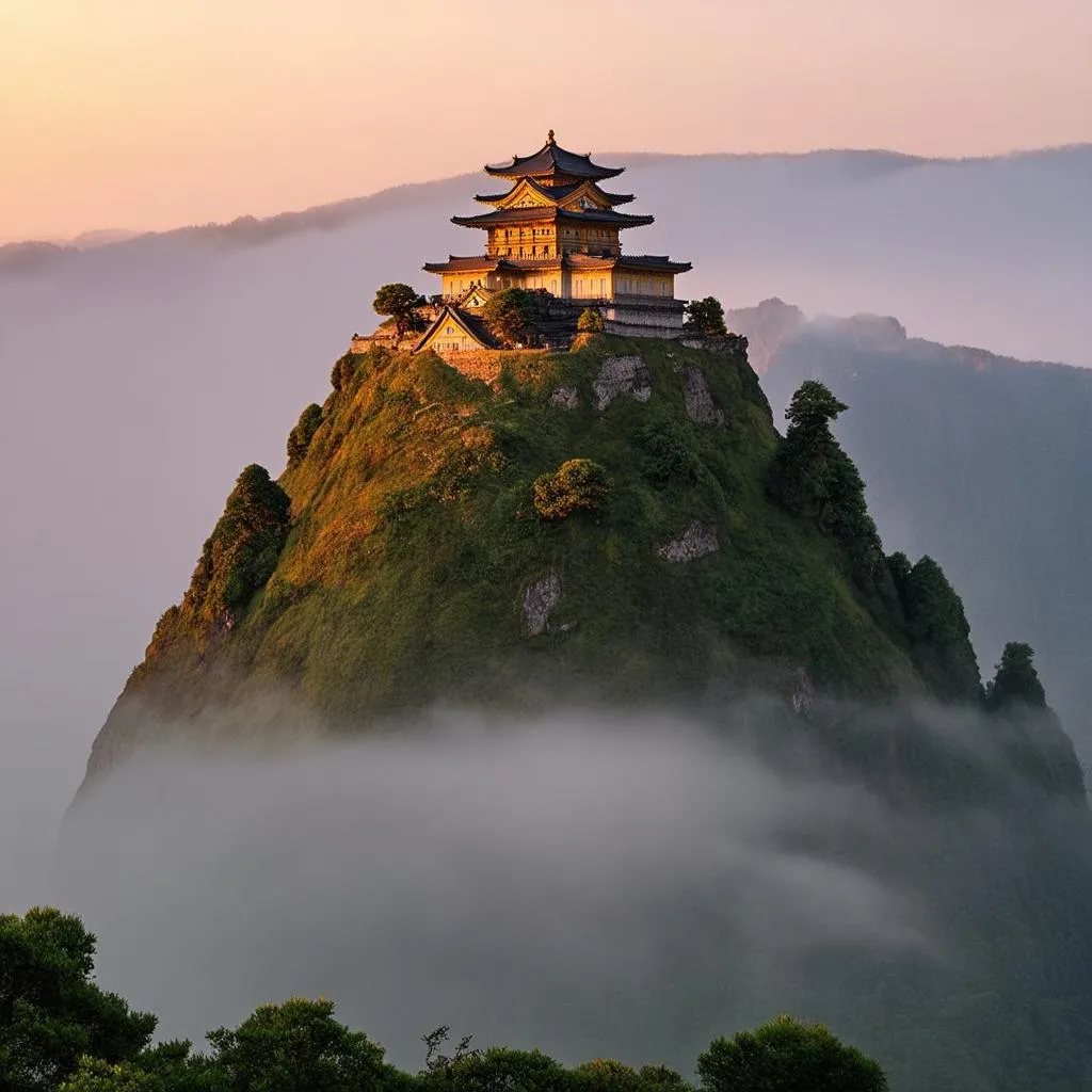 Ancient Temple at Sunrise