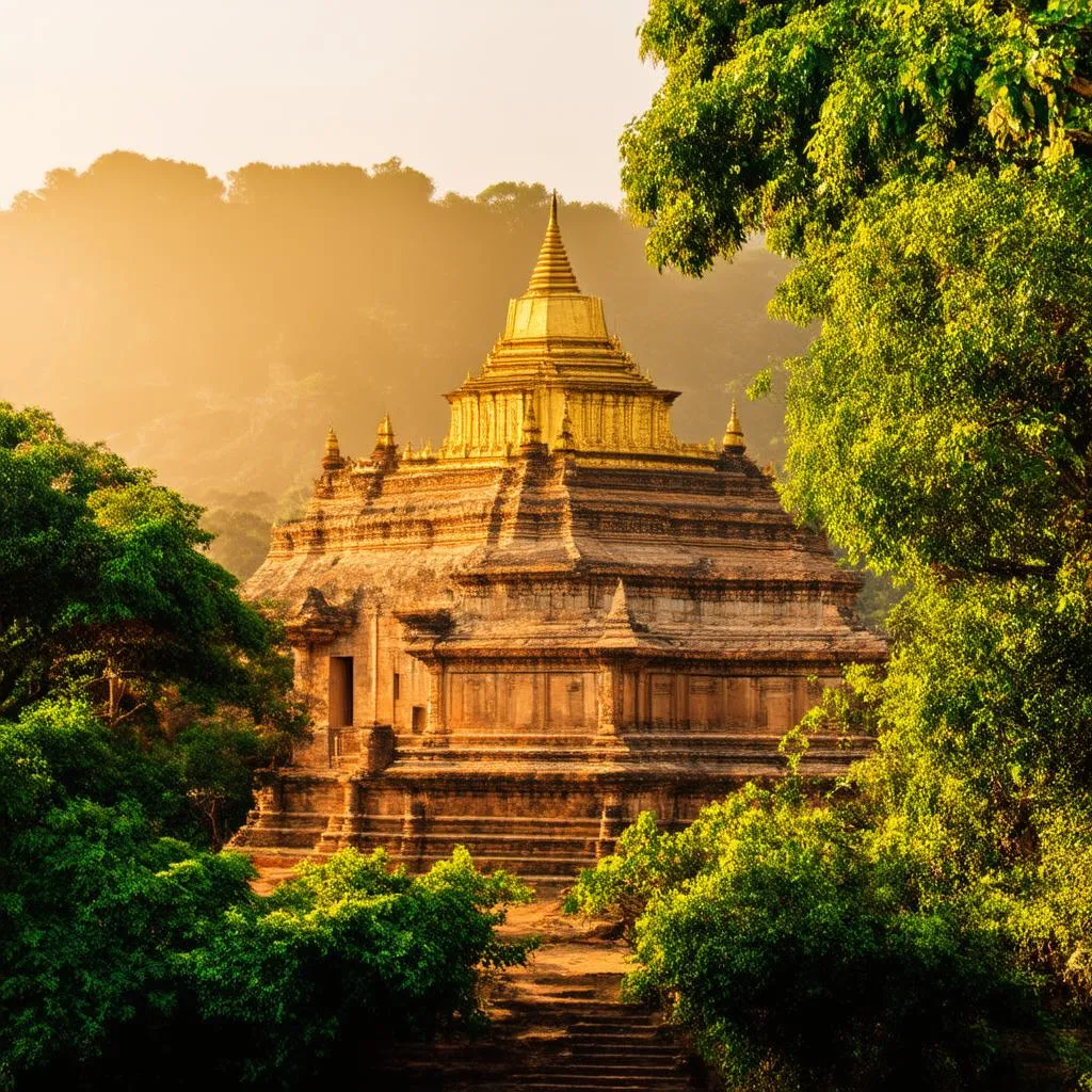 Ancient Temple at Sunrise