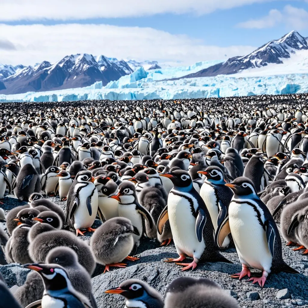 A penguin colony in Antarctica