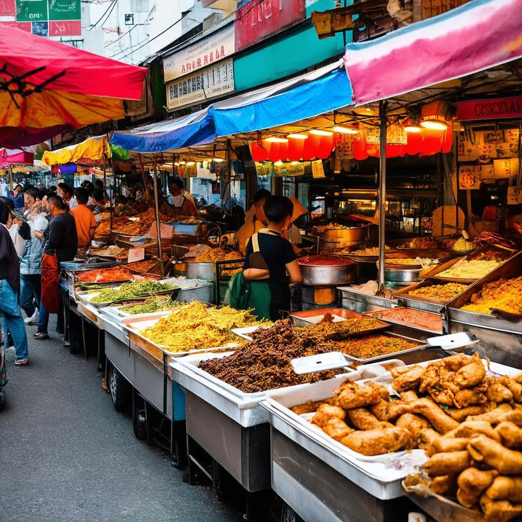 vibrant street food market