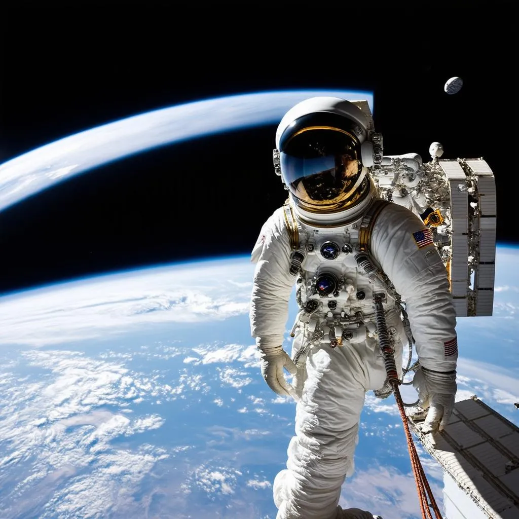 Astronaut Gazing at Earth