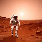 Astronaut exploring the Martian surface.