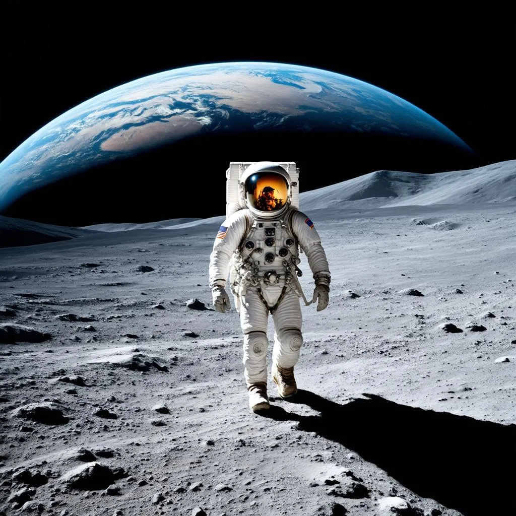 Astronaut Walking on the Moon