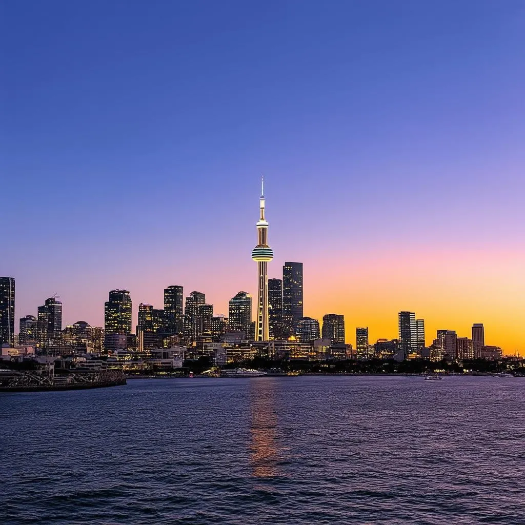 Auckland Skyline at Sunset