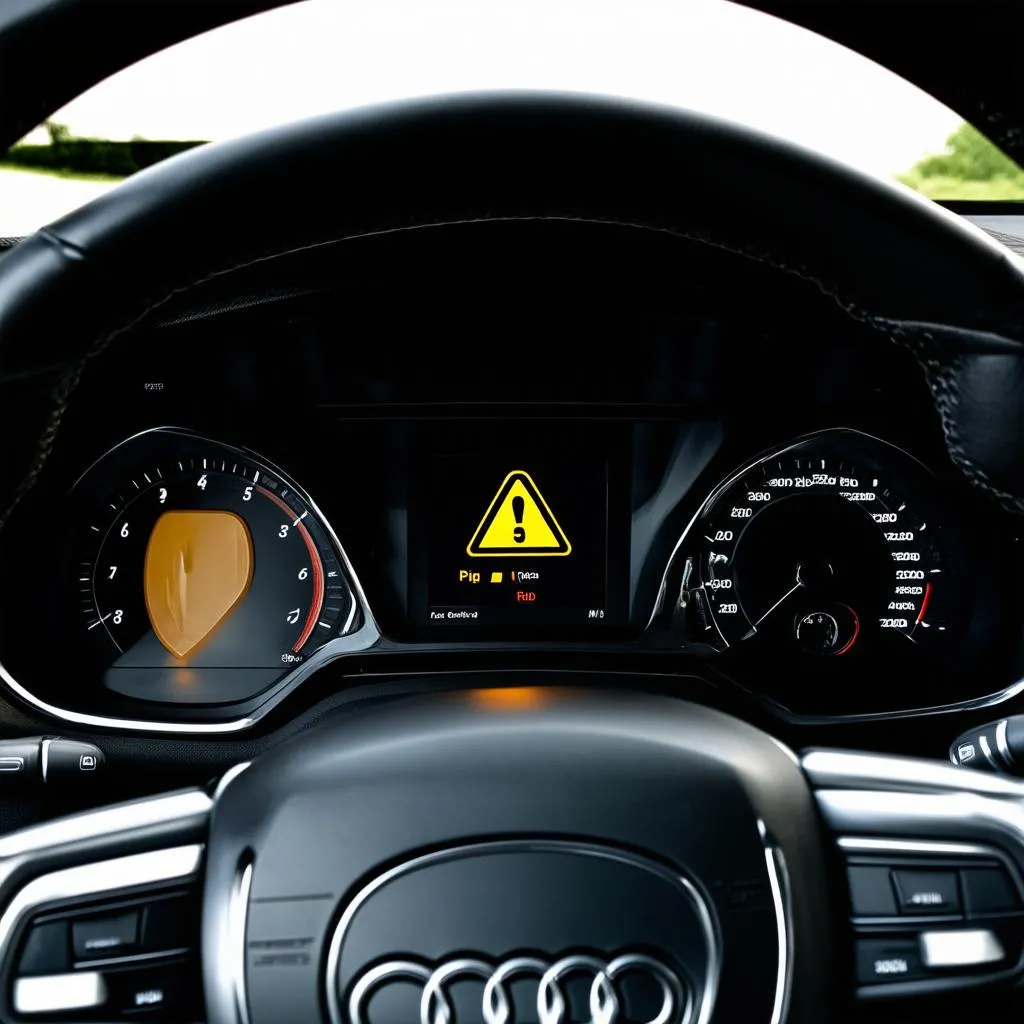 Audi dashboard with warning light