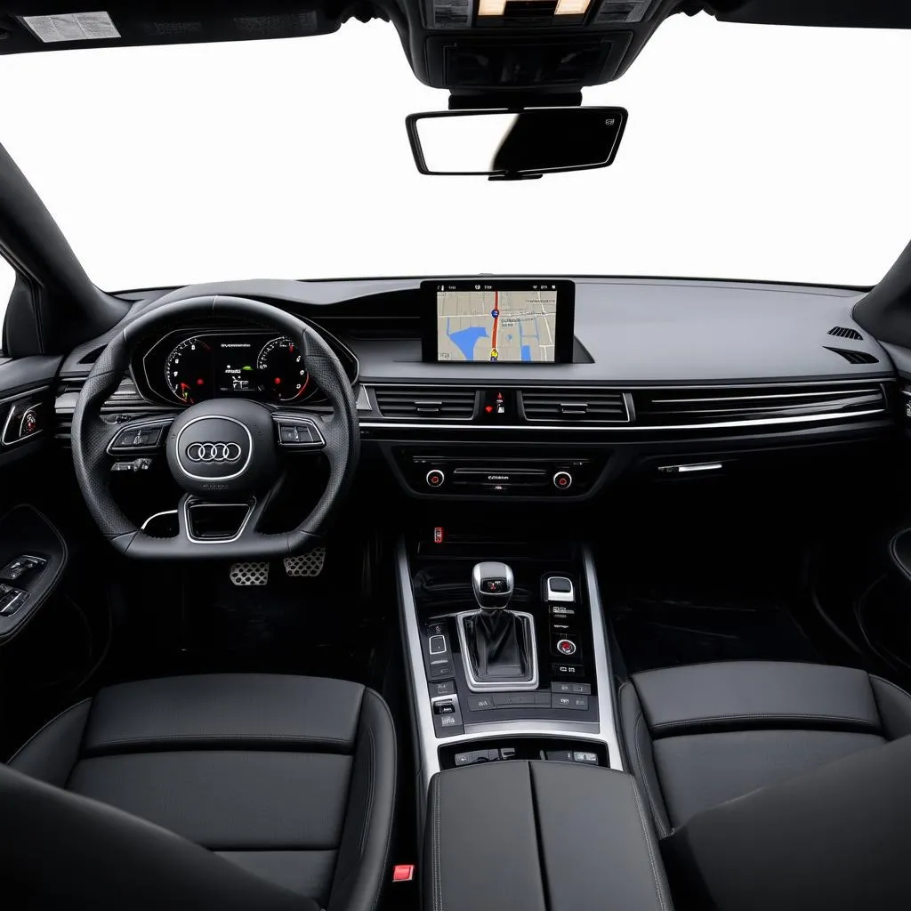 Audi dashboard with a navigation system