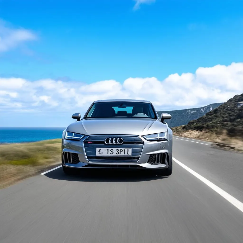 Audi on a scenic road