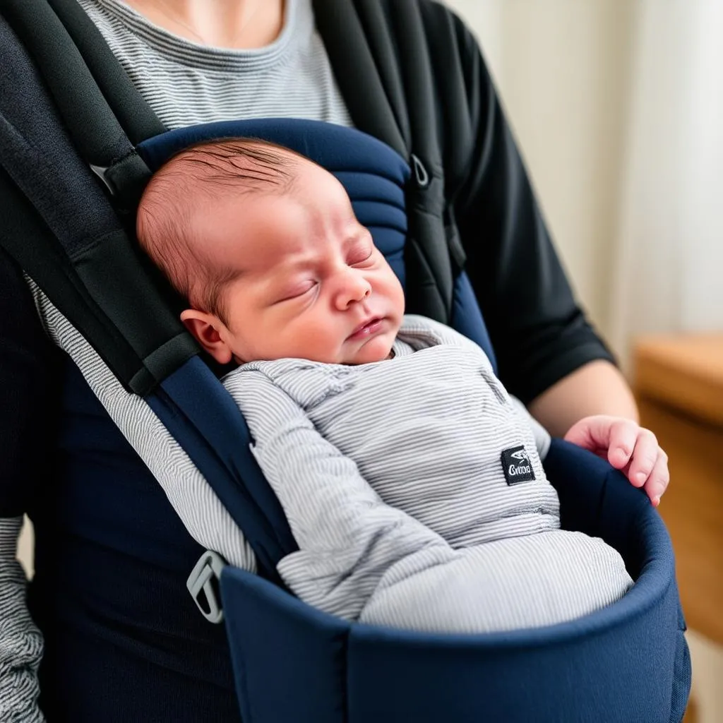 baby sleeping in carrier