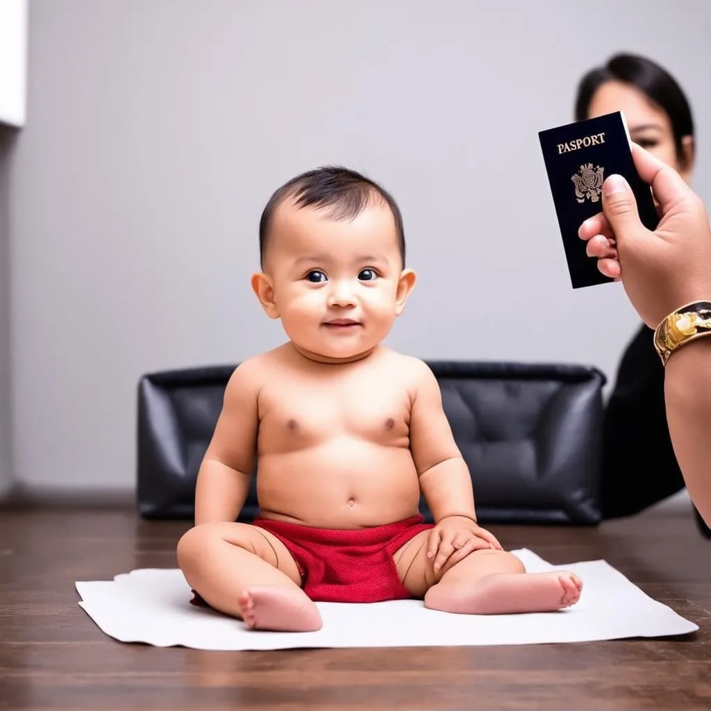 Baby getting passport photo