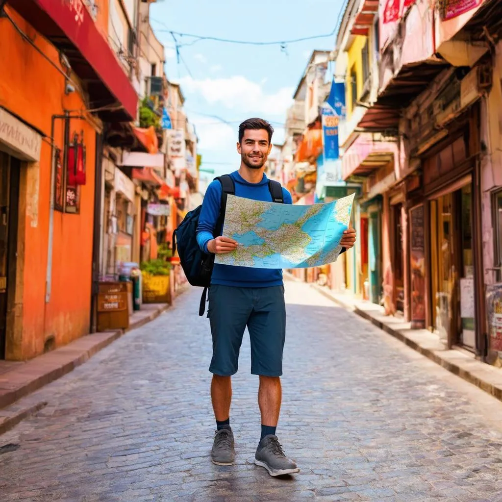 Backpacker Exploring a New City