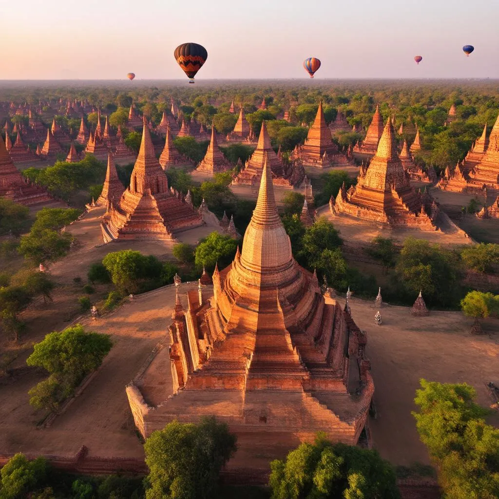 Sunrise over Bagan temples