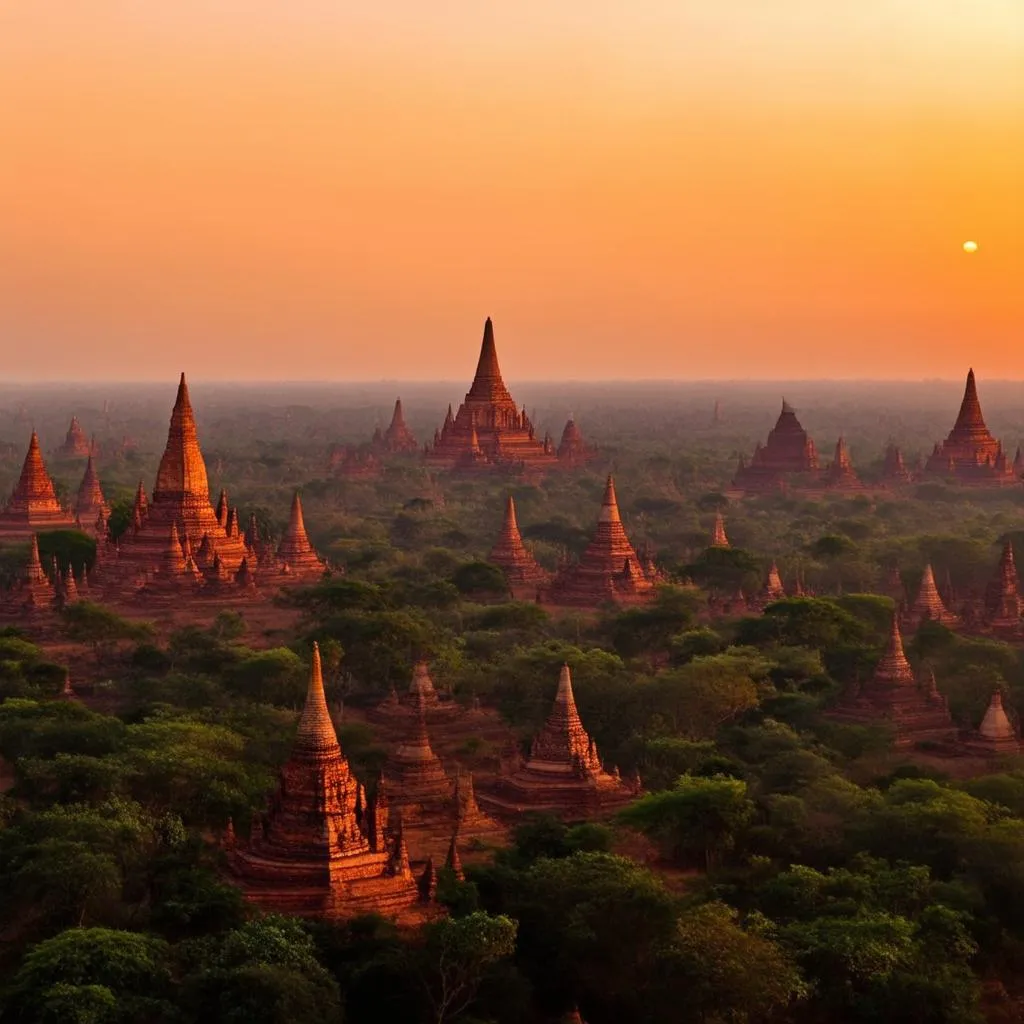 Bagan Temples at Sunset