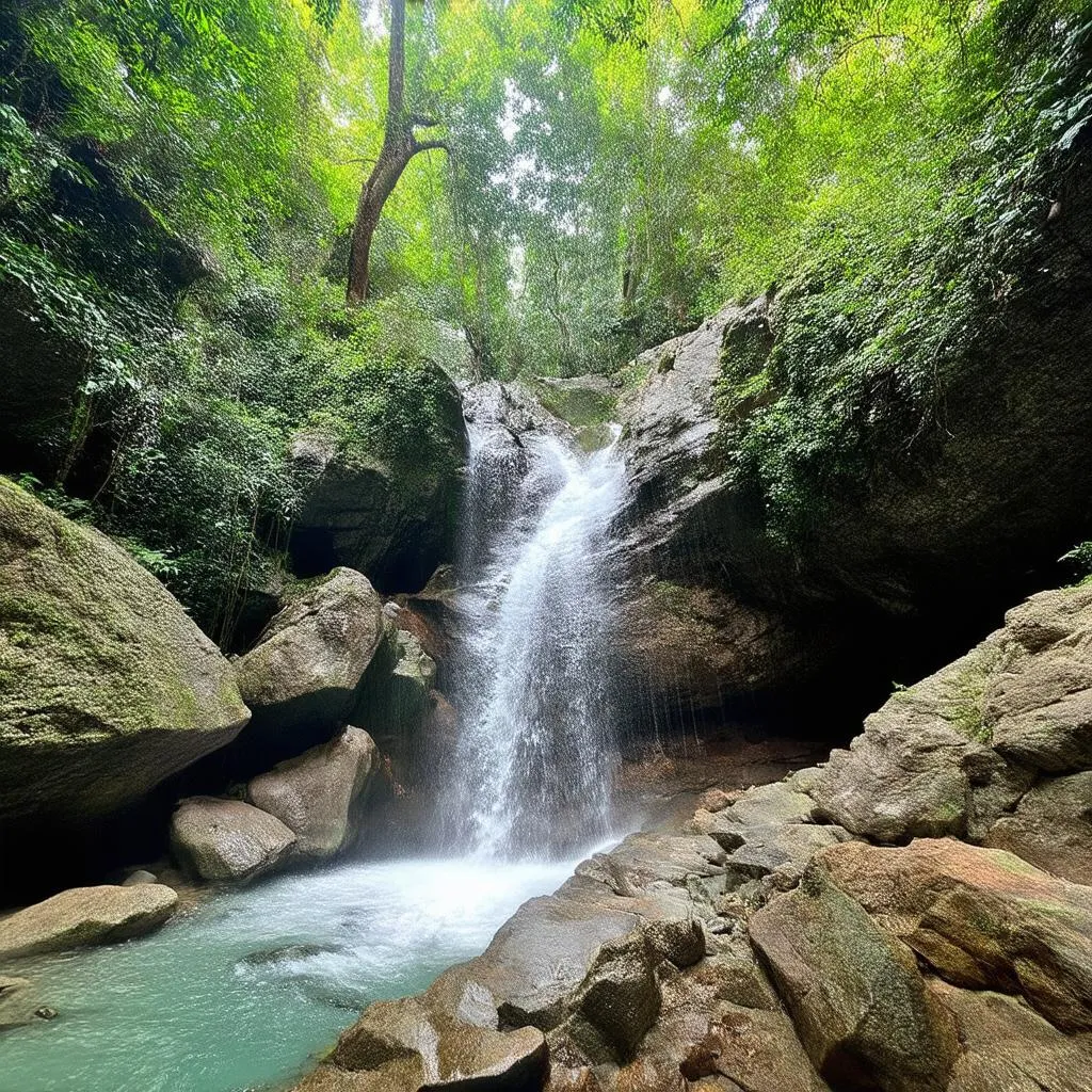 Scenic waterfall in Ba Lang