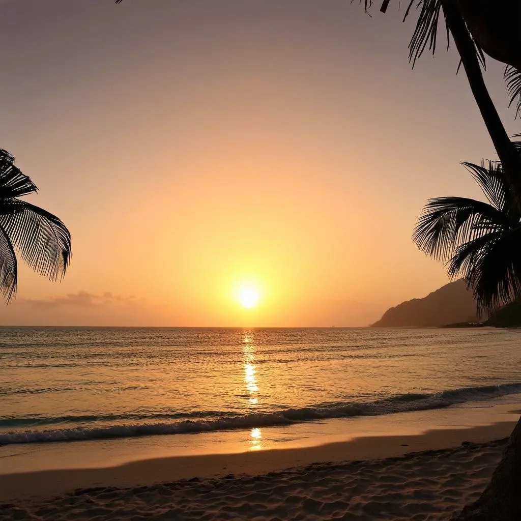 Sunset at a beach in Bali