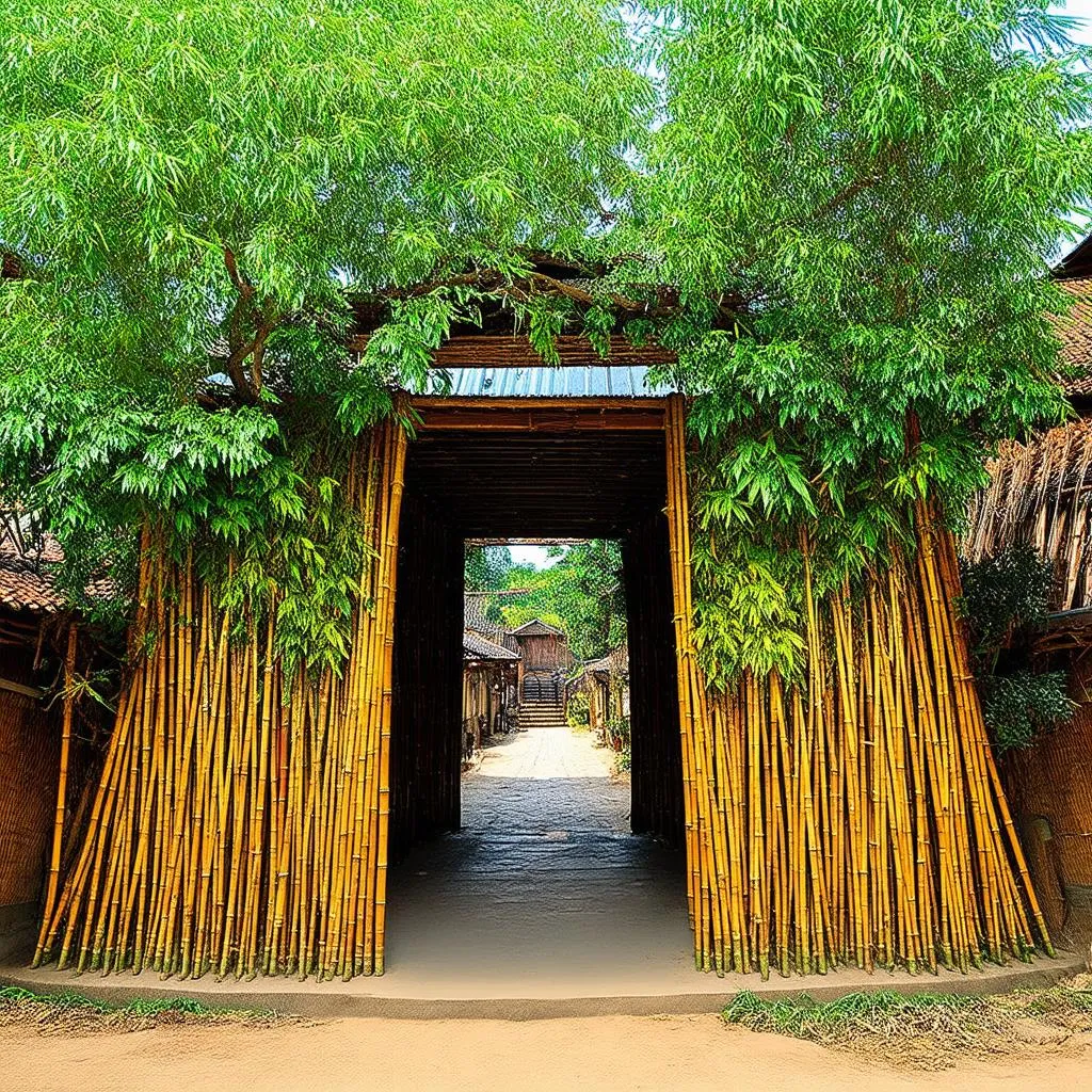 Vietnamese bamboo village entrance