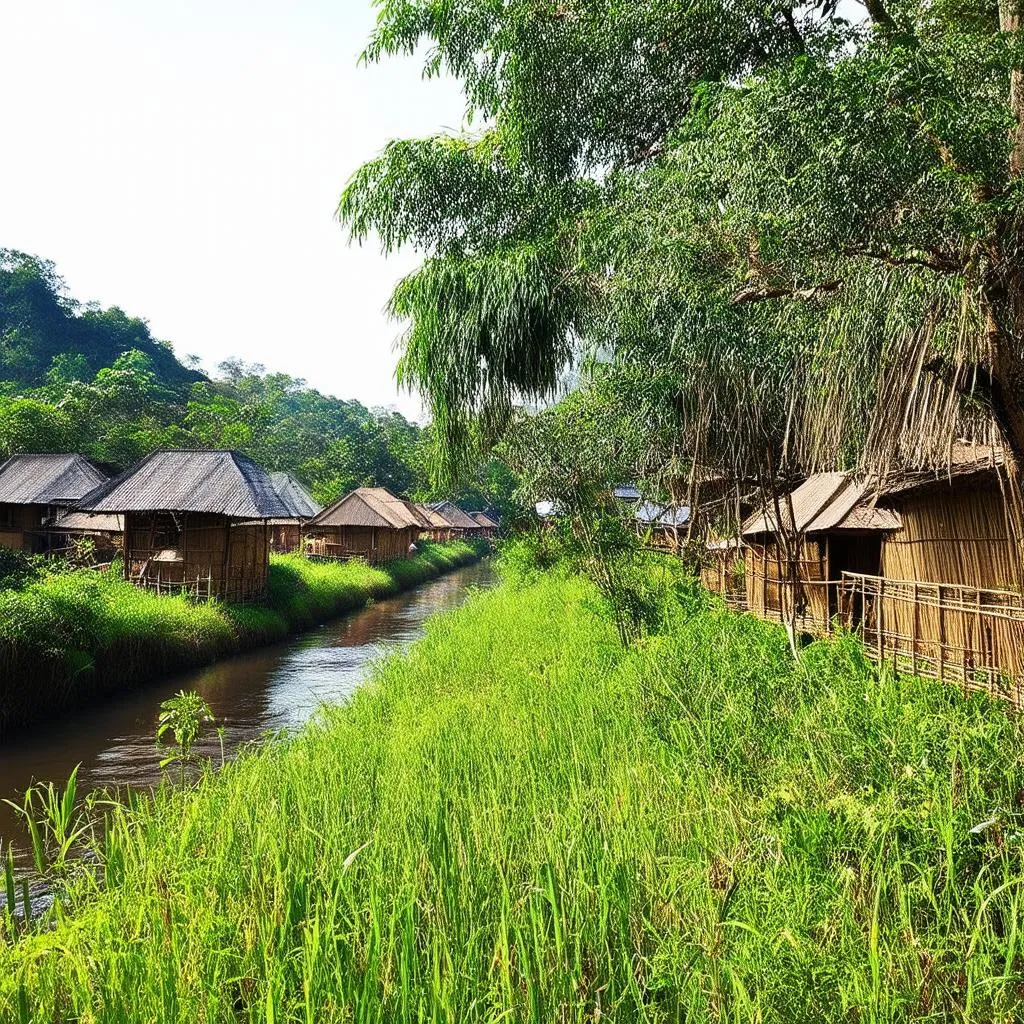 Traditional bamboo huts