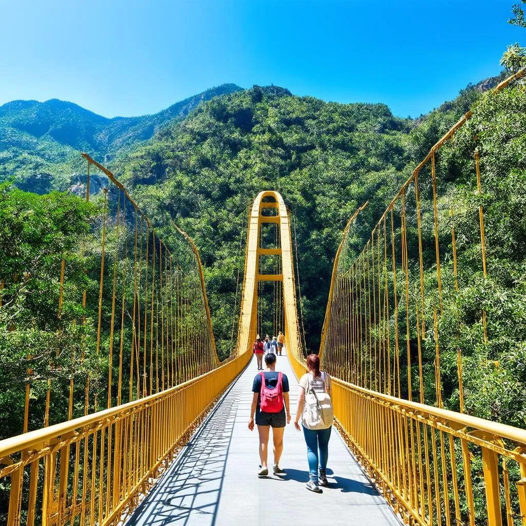 Tourists Walking on Golden Bridge