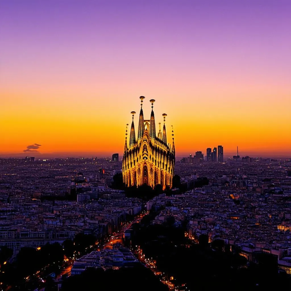 panoramic-view-barcelona-skyline-at-sunset