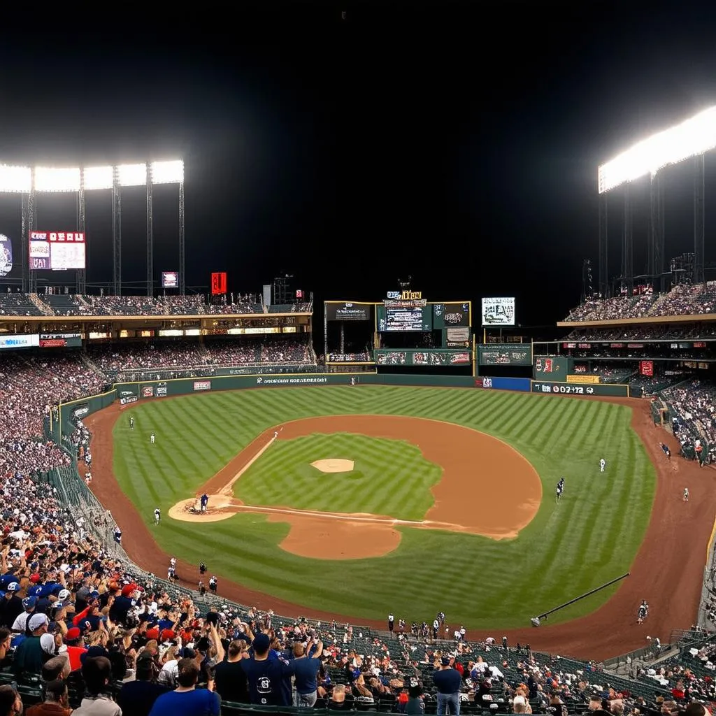 Baseball fans cheering