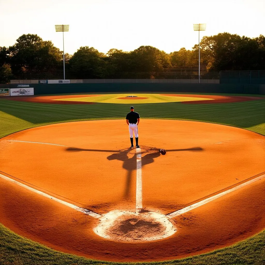 baseball field sunset