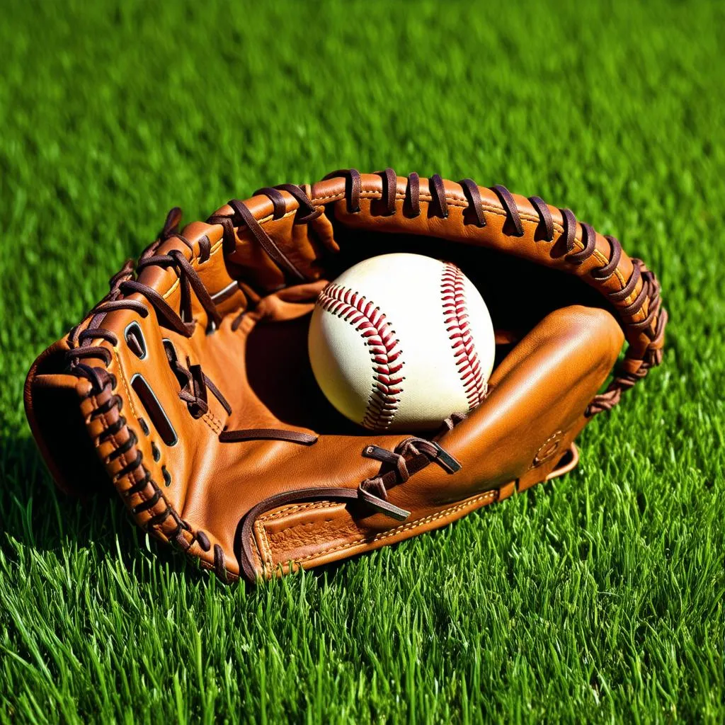 baseball glove and ball