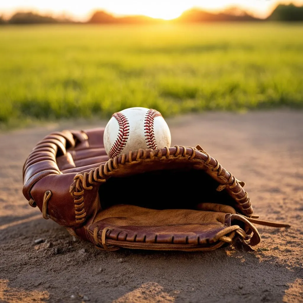 baseball glove and ball