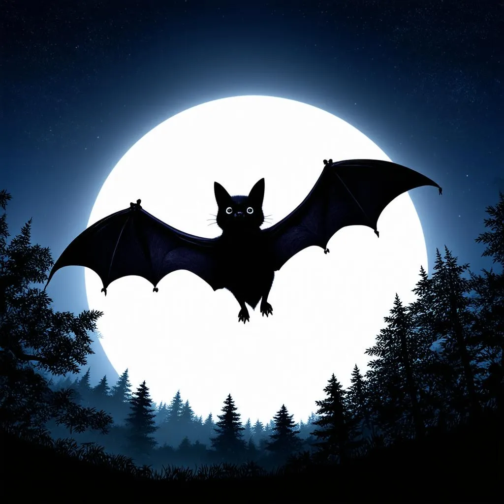 bat flying in the night