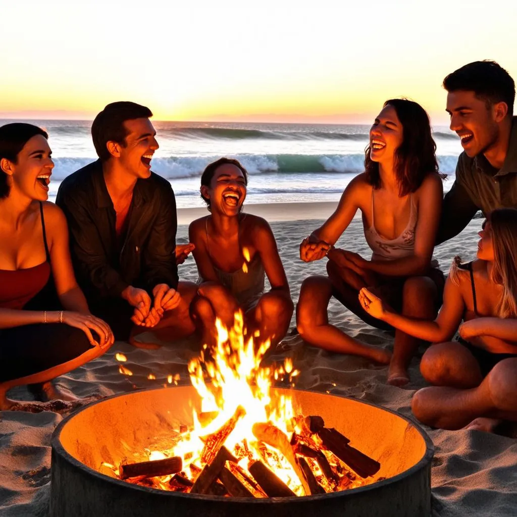 Beach Bonfire in California