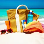 beach bag filled with essentials