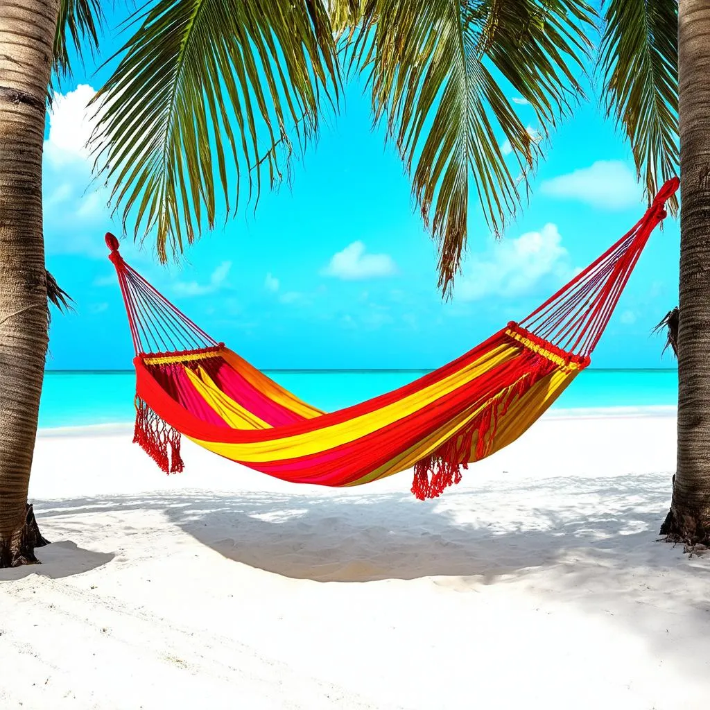 Relaxing in a hammock on the beach