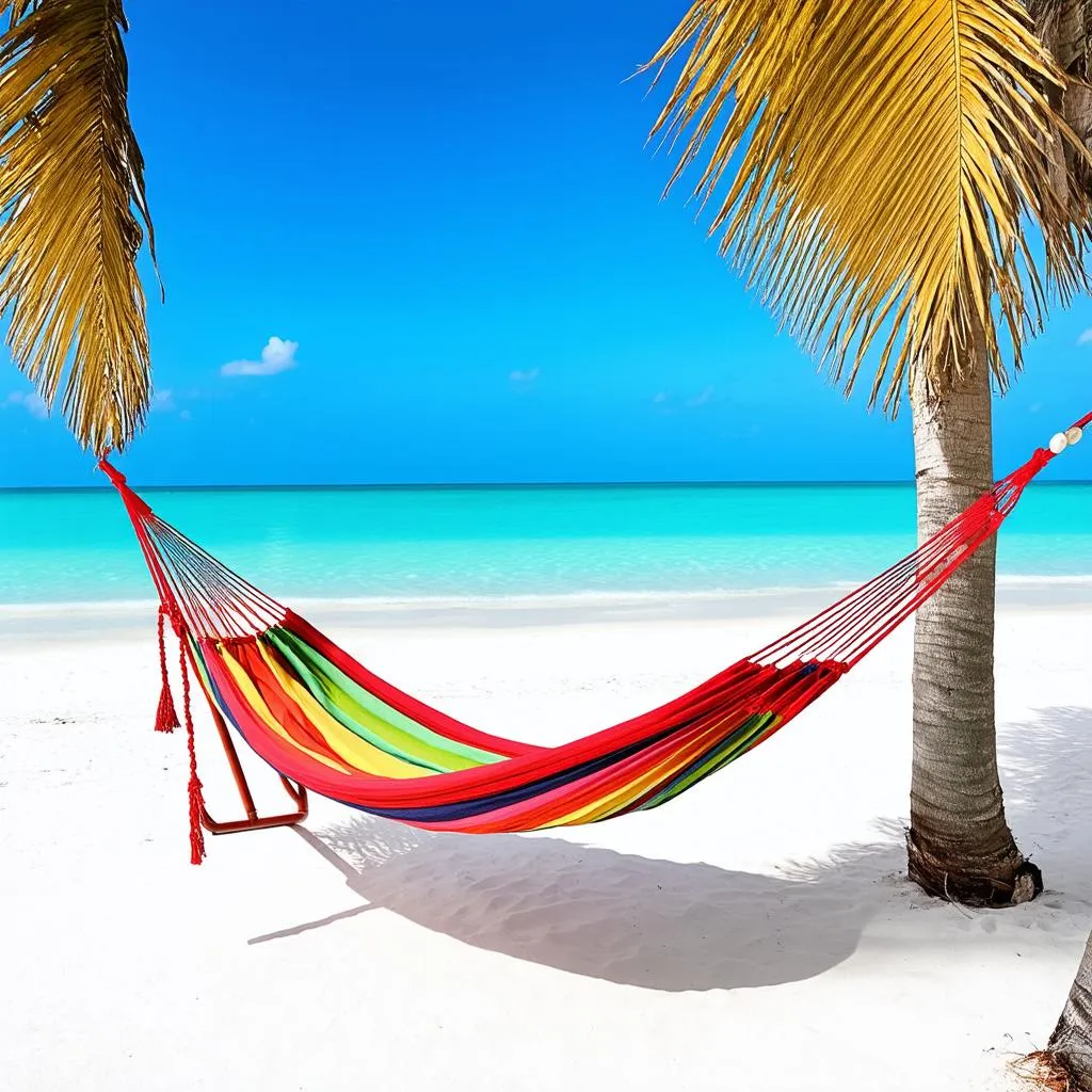 Relaxing in a hammock on a serene beach