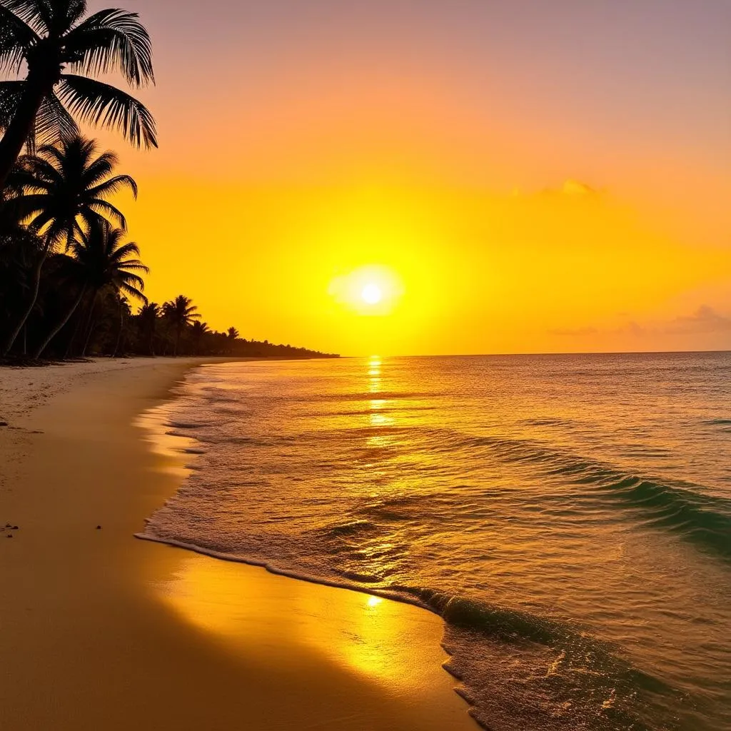 tropical beach sunset