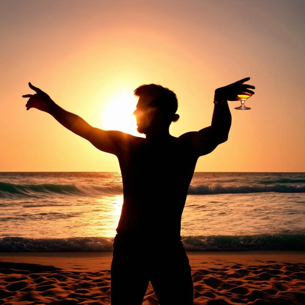 Traveler on a Tropical Beach