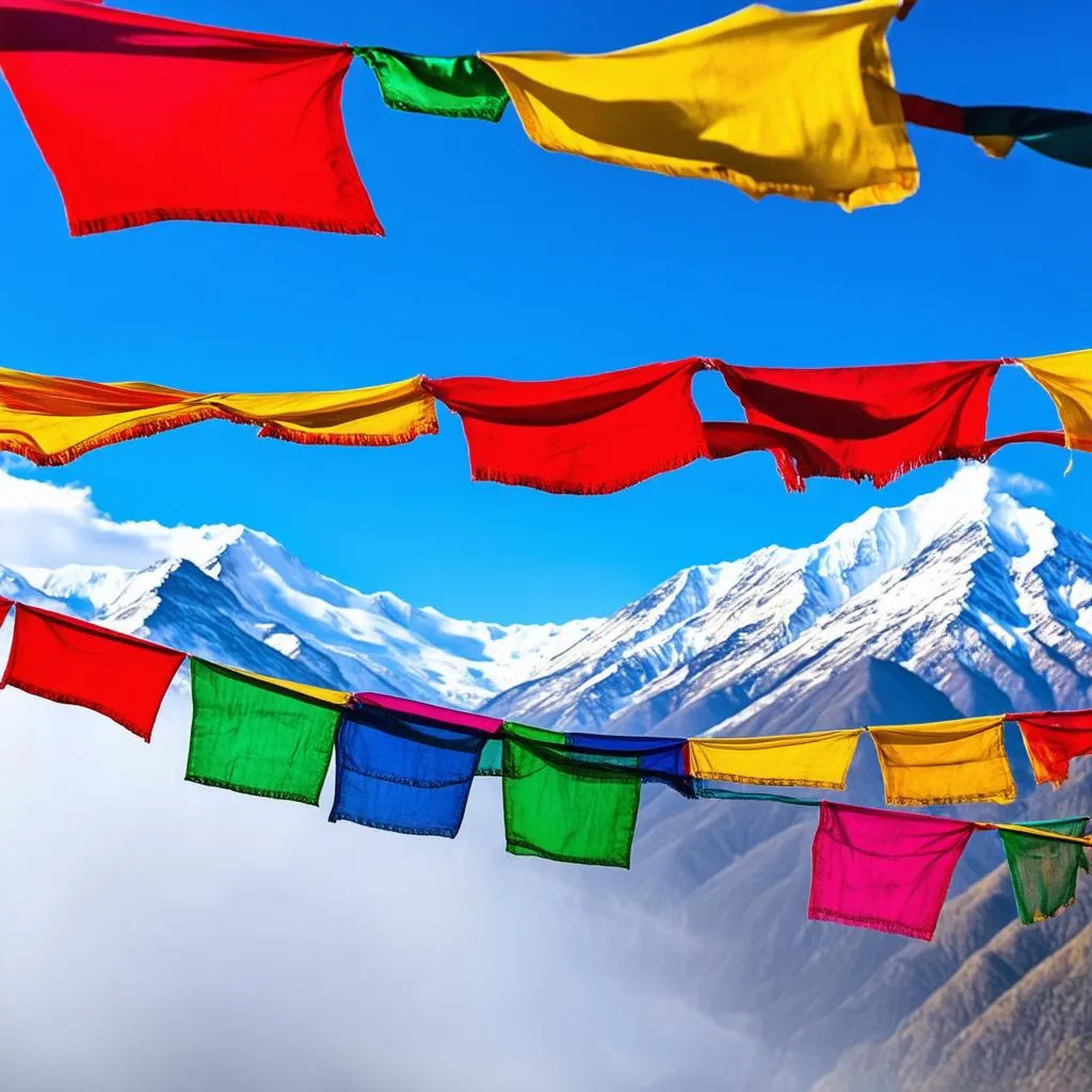 Colorful Prayer Flags in Bhutan